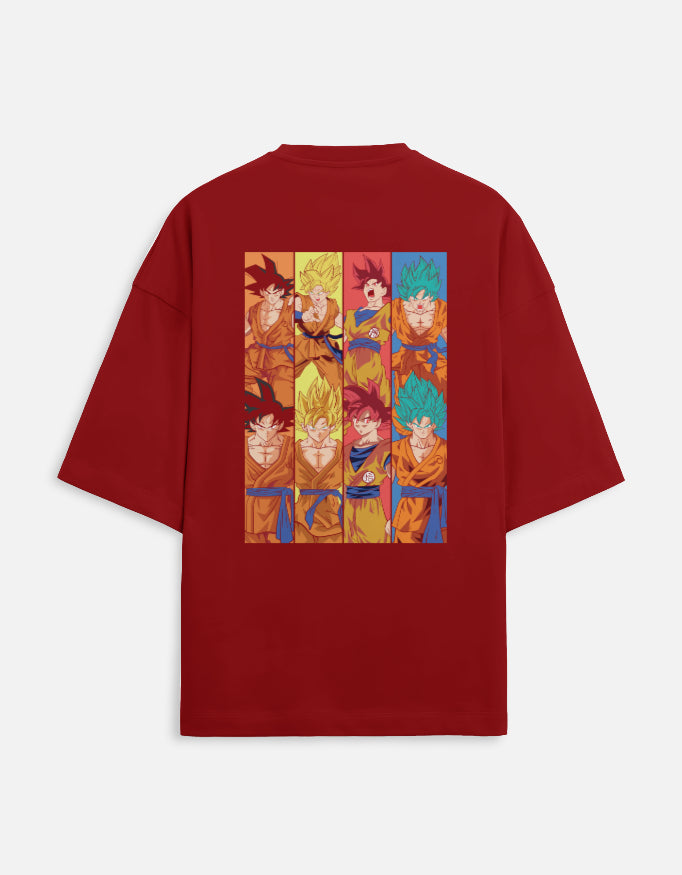 Red Anime Oversised T shirt Black